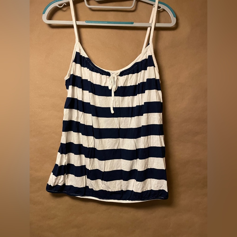 Blue and white striped tank top